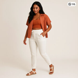 Women's Athleta Cabo Linen Jogger Pants Size 0 in White